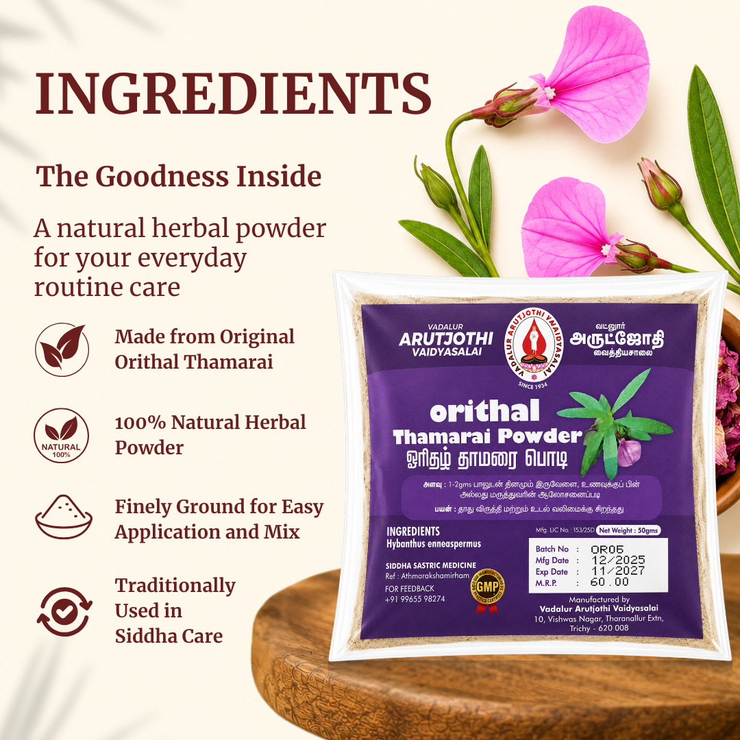 Ingredients of Orithal Thamarai Podi